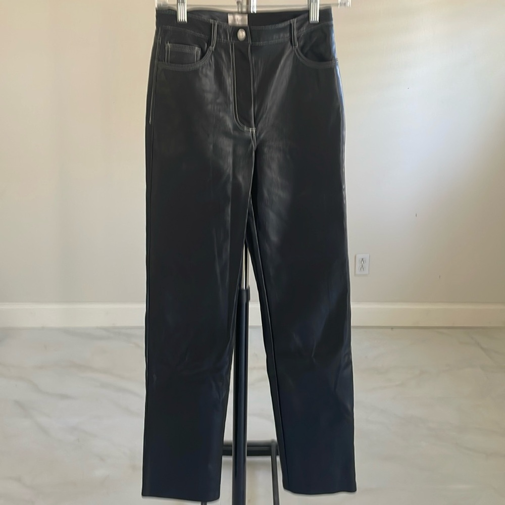 Aritzia Wilfred Faux Leather High Rise Pants Black Size 2